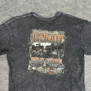 Harley Davidson Deadwood South Dakota Graphic T Shirt Men's 2XL Washed Black